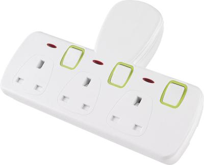 China UK 13A 250V Residential/General Purpose T Strip Form 3 Plug Adapter With Different Switches And Lights for sale