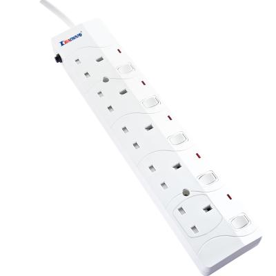 China UK 13A 250V 5 Gang UK Power Socket Residential / General Purpose Plug Extension Cord for sale