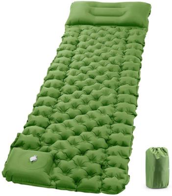 China Nylon Inflatable Camping Sleep Pads With Pillow Upgraded Ultralight Air Sleep Mat With Waterproof Pump Durable For Camping for sale