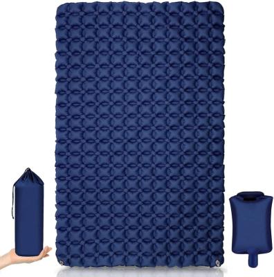 China Ultralight Double Sleep Nylon Pad For Camping Portable Waterproof Camping Pad With Pump Bag Comfort Inflatable Camping Mattress for sale