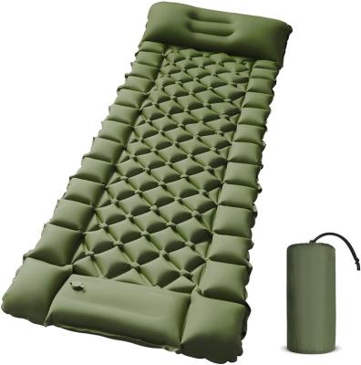 China 40D Inflatable Pad Nylon Foot Pad Ultralight Camping Sleep Press With Built-in Pump Durable Waterproof Mattress Portable Compact Mat for sale