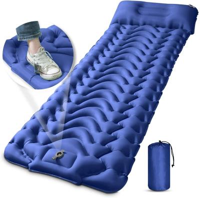 China Camping 40D Ultralight Nylon Sleep Pad Extra Thickness 3.9 Inch Inflatable Sleep Mat With Built-in Pillow Pump Compact for sale