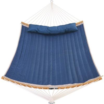 China 11 Feet Modern Quilted Fabric Hammock with Curved-Bar Bamboo and Detachable Pillow for sale