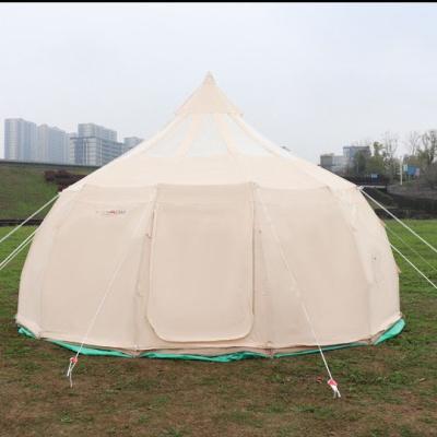 China Camouflage Game 5m Waterproof Cotton Canvas Glamping Lotus Bell Tents / Leafless Fly Field for sale