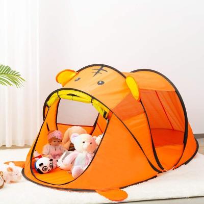 China Easy Set Up Yellow Tiger Play Tent Automatic Setup Outdoor And Indoor Portable Sound Room Kids Play Tent For Girls And Boys for sale