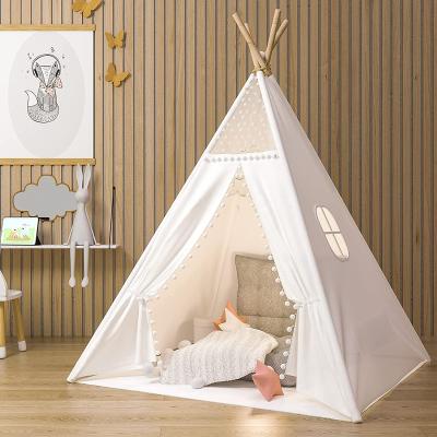 China Easy Set Up Teepee Tent For Kids Indoor Reinforcement Single Piece Inner Pocket Play Tent Canvas Teepee Foldable Kids Tents for sale