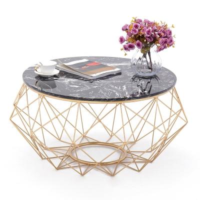 China Wholesale Mini Household Light Luxury Side Small Extendable Table Tea Table Gold Metal Modern Simple Round Glass Coffee Table for sale