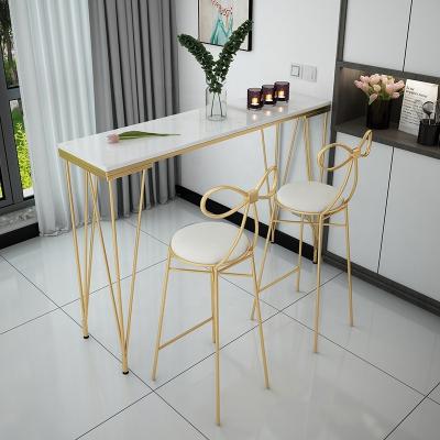 China Nordic modern simple long foot table small high bar table bar table Northern Europe iron living room wall combination solid wood table for sale