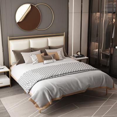 China wanghong hotel home double bag bed (the other) Nordic adjustable iron single bedroom house soft iron bed stay 1.5m 1.8m for sale