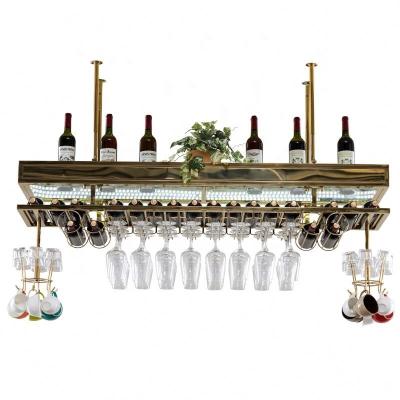 China American Stocked Hanging Stainless Steel Wine Cup Rack, Household Inverted Wine Cup Rack and Storage Rack for sale