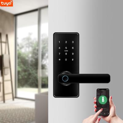 China 2021 Newest Wooden Door Tuya APP WIFI Smart Locks Door Knob Digital Fingerprint Digit Smart Door Lock for sale