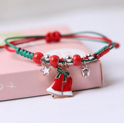 China Cute Christmas Handmade Braided DIY Bracelet Rope Bracelet Santa Claus Friendship Bracelet For Women Kid Gifts for sale