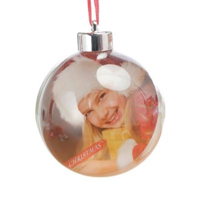 China Transparent Christamas Home Decoration Christmas Tree Ornament Ball Picture Frame Christmas Plastic Baubles for sale