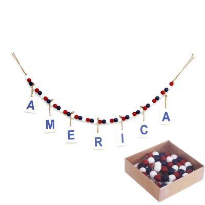 China US Independence Day Party Decoration DIY Beads American Flag Wooden Letter Walls Hanging Ornaments for sale