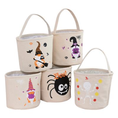 China Holiday Decorations Personalized Halloween Gift Party Bucket Gnome Pumpkin Polyester Canvas Gift Candy Basket 2022 for sale