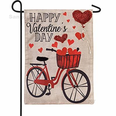 China Custom Valentine's Day Gnome Printed Garden Flag Personalized Hanging Garden Flag for sale