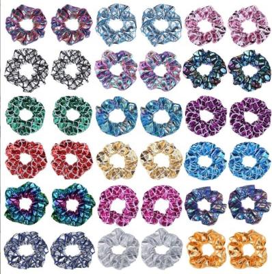 China Shiny Elastic Scrunchy Hair Bands Metallic Scrunchies Hair Decoration Mermaid Colors Hair Ties Ropes For Women Girls Hair for sale