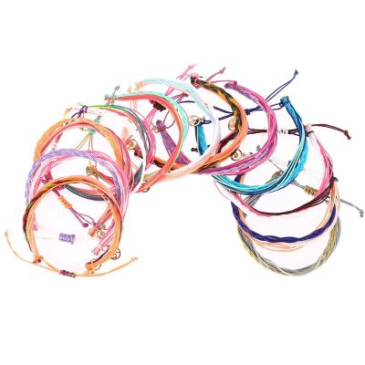 China CLASSIC Woven Multicolor String Bracelet Wax Handmade Yarn Gift For Couples Friendship for sale