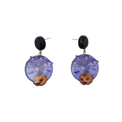 China TRENDY Fashion Jewelry Earrings Set Women Fun Spoof Acrylic Pumpkin Bat Shape 5.8*3.8cm Reasonable Price for sale