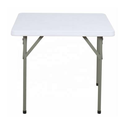 China Modern Square White Heavy Duty Blow Molded Plastic Folding Table for sale