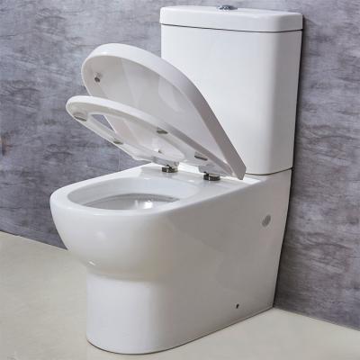 China Wholesale HILITE OEM/ODM Double-Flow White Ceramic Glazed Sanitary Ware Two Piece Toilet Watermark Floor Mounted Bathroom for sale