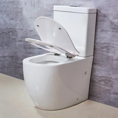 China HILITE New Design Double-Flow White Round Shaped UF Floor Mounted High Quality Washdown Two Piece Toilet Seat Cover for sale