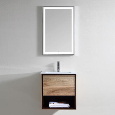 China New Design Modern Good Prices HILITE Basin Melamine Face Panel Bathroom Cabinets And Ceramic Vanity Mirrors With Led for sale