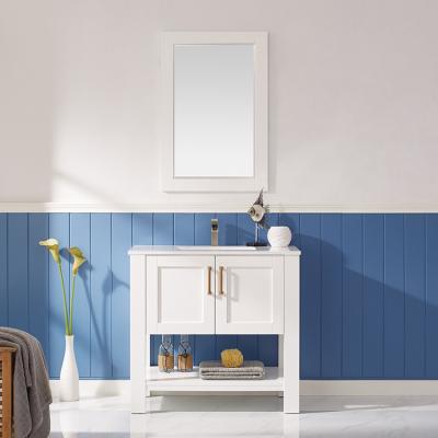 China HILITE Foshan Modern Wall-Hung Mirror Floor Standing Two Door Bathroom Cabinet OEM Hotel Storage Solid Wood Bathroom Cabinet for sale