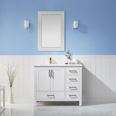 China HILITE Modern Durable Solid Wood Carcass Bathroom Cabinet With Single Sink And Drawers Vanity Bathroom Cabinet Combo Modern for sale