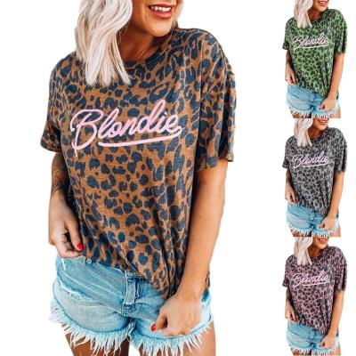 China Anti-pilling 2021 New Women's Retro Loose T-shirt Leopard Women's Short Sleeve T-Shirts for sale