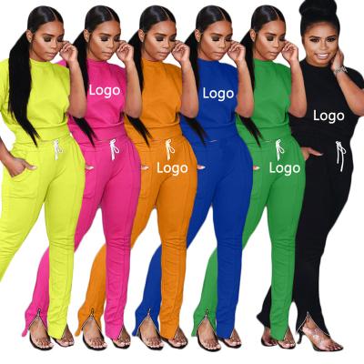 China 2021 Breathable Custom Logo Women's Clothing Summer Zipper Jogging Sportswear 2 Piece Sweatsuit Set for sale