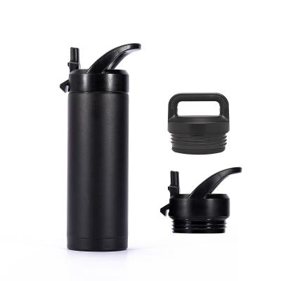 China CLASSIC Thermo Wall Tank Double Lid Straw Carabiner Handle 18oz Wide Mouth Water Bottles Insulated Stainless Steel Water Bottles for sale