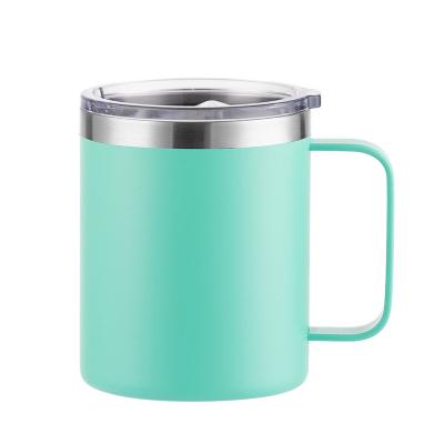 China Sustainable High Quality Coffee Mug 12oz &14oz Double Wall Stainless Steel Mug With Different Lids And Straw for sale