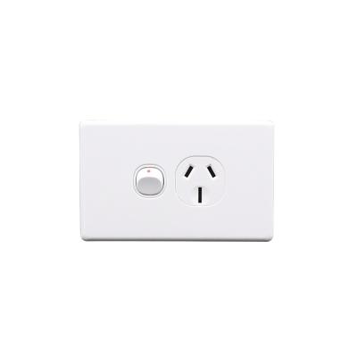 China SAA Plastic Aussie Switched Single PowerPoint Socket, AS/NZS Horizontal Wall Switch, Lamp Switch Wall Socket 118mm*74mm for sale