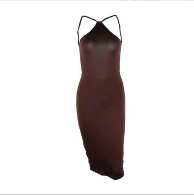 China 2022 New Retro Women's Vintage Summer Casual Hanging Neck Sex Back Dresses for sale