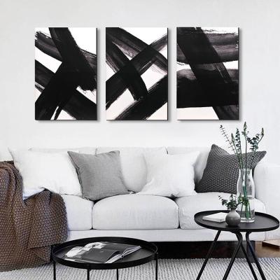 China Modern EAGLEGIFTS Stretched Canvas Prints Set Wall Art Print 3 Panel Abstract White Black White Art Picture Set for sale