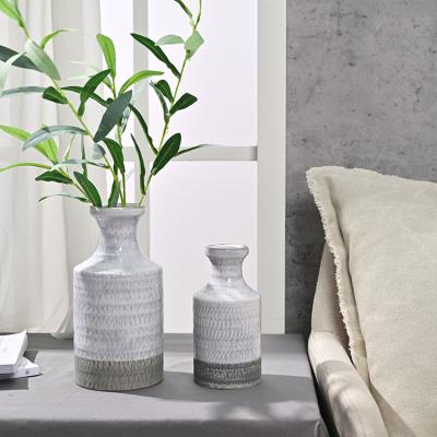 China EAGLEGIFTS Contemporary Chaozhou 2022 Factory Gray White Flower Vases European Unique Custom Small Print Home Decor Factory Ceramic Vase for sale