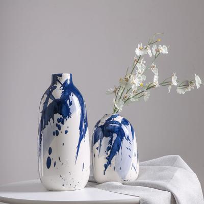 China EAGLEGIFTS Guangzhou Contemporary Wholesale Decorative Porcelain Blue And White Flower Vases Set Ceramic Decor Home Item Handmade Vase for sale