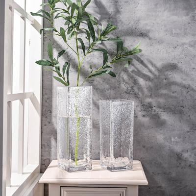 China Minimalist EAGLEGIFTS Small Color Split Crystal Glass Bud Flower Ice Square Vase Tall Clear Wedding Centerpiece Crack Vases Wholesale for sale