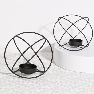 China Living Room Bathroom Kitchen Office EAGLEGIFTS Small Black Color Wire Metal Table Top Candle Holder Customized Supper Decorative Candle Holder Set for sale