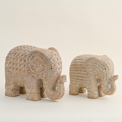 China EAGLEGIFTS Home Decor Interior Pieces Bohemian Elegant Accessories Rattan Resin Imitation Elephant Table Top Ornaments Decorative Accent for sale