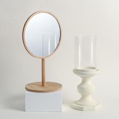 China Movabling Classic Mirror Minimalist EAGLEGIFTS Makeup Desk Cosmetic Mirror Wood Frame Wooden Stand Decorative Table Makeup Mirror for sale