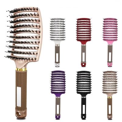 China Salon Scalp Massage Comb Bristle&Nylon Women Wet Curly Detangle Hair Brush For Salon Hairdressing Styling Tools Hair Brush for sale