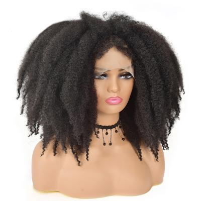 China Glueless Short Afro Kinky Curly Crochet Hair Lace Front Wigs African Ombre Glueless Cosplay Colored Women Synthetic Wig 14