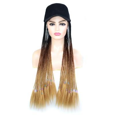 China New Fashion Summer Glueless Box Braided Long Braids Hair Cap Wig With For Women Fiber Female Heat Resistant Synthetic Adjustable Wig for sale