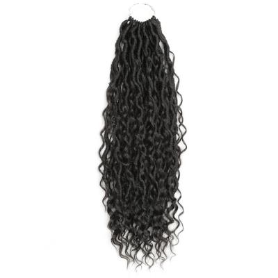 China 100% Low Temperature Fiber High Quality Pre-loop Synthetic Crochet Braids Twist Goddess Faux Locs Hair River Braiding Goddess Locs Crochet Wavy Hair With Curly Ends for sale