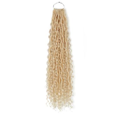 China 100% High Quality Low Temperature Fiber River Locs Crochet Goddess Faux Locs Braid Ombre Color 14 18 Inch Curly Faux Locs Crochet Hair Extensions for sale