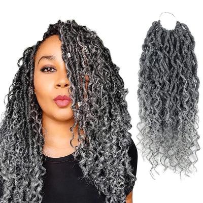 China 100% Low Temperature Fiber High Quality Ombre Color 14 18 Inch Curly Faux Locs Crochet Hair Extensions, River Locs Crochet Goddess Faux Locs Braid for sale