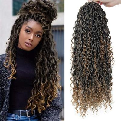 China 100% Low Temperature Fiber 14 High Quality Goddess 18inch Locs Crochet Hair River Faux Locs Braiding Hair Extension Curly Syntheti Hair Passion Twist Braid Pre Looped for sale