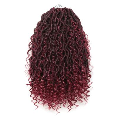 China high quality low temperature fiber spring twist 100% Soft Synthetic Bohemian Curly Braid Crochet 14 inch River Goddess Hair Faux Locs River Locs Braid Hair Extensions for sale